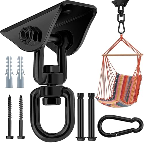 Heavy Duty Swing Hangers 360°Rotate Heavy Duty Hooks for Hanging 304 Stainless Steel Swivel Hammock Hooks Swing Hook for Ceiling Wooden Porch Gym Yoga Suspension Hooks Swing kit With 400 kg Capacity