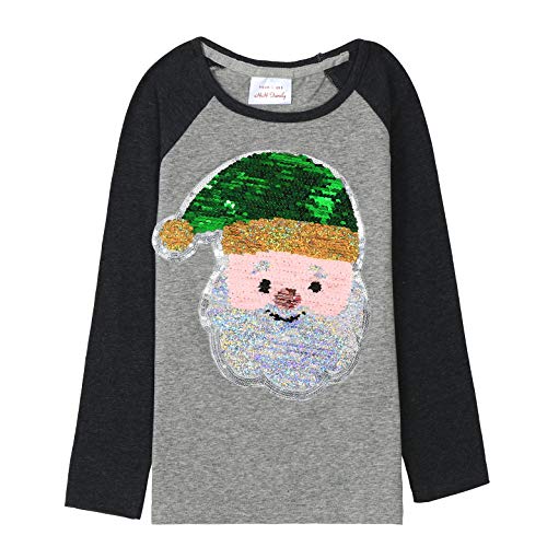 Image of Christmas Shirts for Girls and Boys Flip Sequin Santa Christmas Tree Kids T-Shirt Clothing