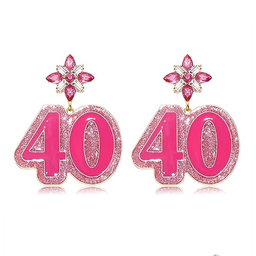 Birthday Earrings Glitter Happy Birthday Earrings for Women Alloy Pink Sparkly Rhinestone Crystal Birthday Gifts Fun Christmas Party Jewelry