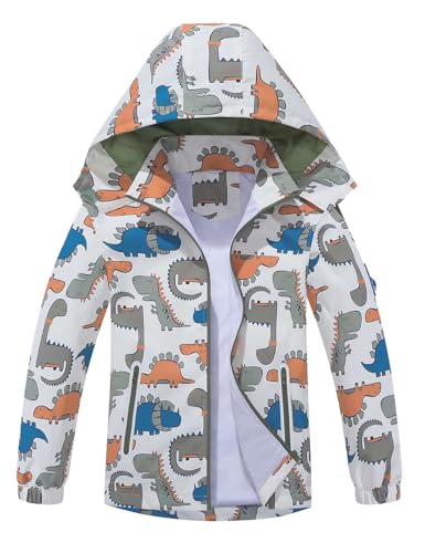 Boys Waterproof Hooded Jacket, Outdoor Windproof Hiking Travel Windbreaker Coat