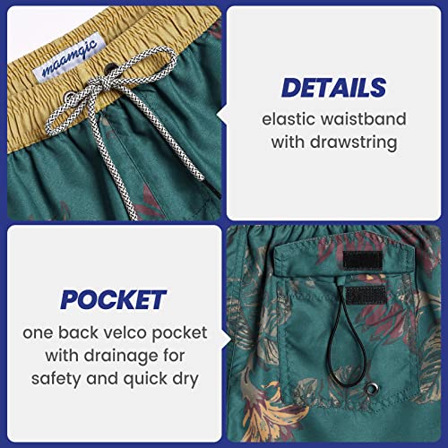 maamgic Mens Boys Short 80s 90s Vintage Swim Trunks with Mesh Lining Quick Dry Swim Suits Board Shorts