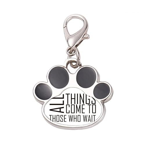 DIYthinker?Quote All Things Come To Those Who Wait Pet Tag Keychain Dog Cat ID