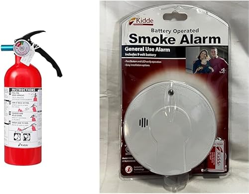Kidde Extintor de incendios para uso doméstico y de oficina, 5-BC, 3.2 libras, aprobado por USCG con soporte de correa (incluido) y detector de
