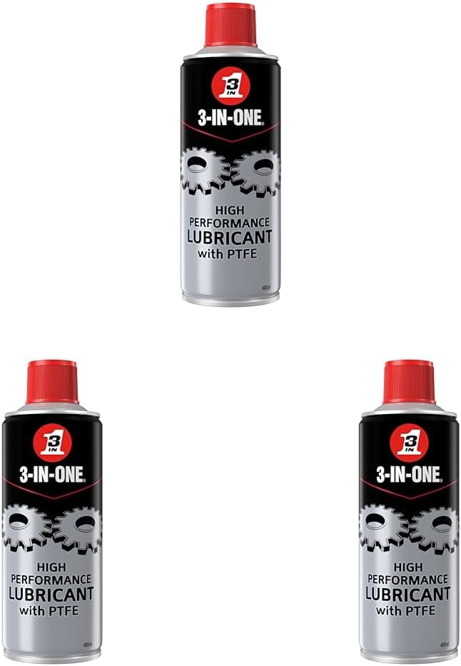 3-IN-ONE High Performance Lubricant with PTFE 400ml - drives out moisture, reduces friction with long lasting protection (Pack of 3)