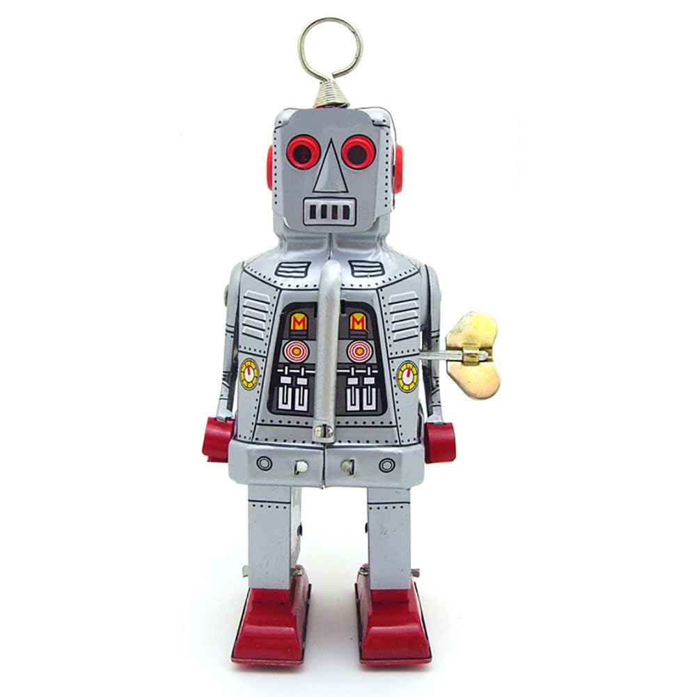 Vento Fino Giocattolo MS403 Fiery Robot Latta Giocattolo retrò Adulto Giocattolo da Collezione Vintage da Collezione Bambini Regalo (Argento)