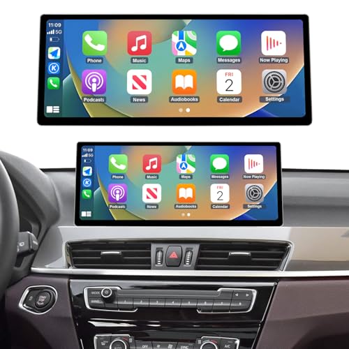 Road Top CarPlay Car Radio Coche, 12,3 Pulgadas Ultra Estrecho Pantalla Táctil de para BMW X1 Serie F48 con EVO Sistema (2016-2019 años), Estéreo de Coche con Bisel Estrecho para CarPlay/Android Auto