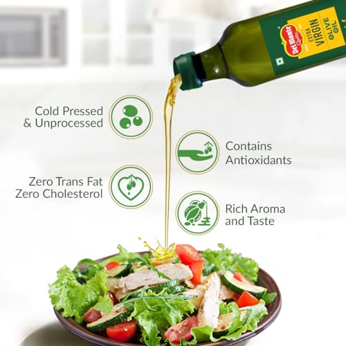 Image of Delmonte Extra Virgin Olive Oil (Imported)|Cold Extracted from A1 Grade Olives|Pure & Unrefined|Cholesterol & Trans Fat-Free,Natural Antioxidants,Rich in Vitamin E & K|500 Ml Pet Bottle. (Pack of 3)