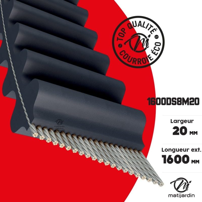 Matijardin - Courroie tondeuse Double Denture 1600DS8M20 prix éco- 20 mm x 1600 mm