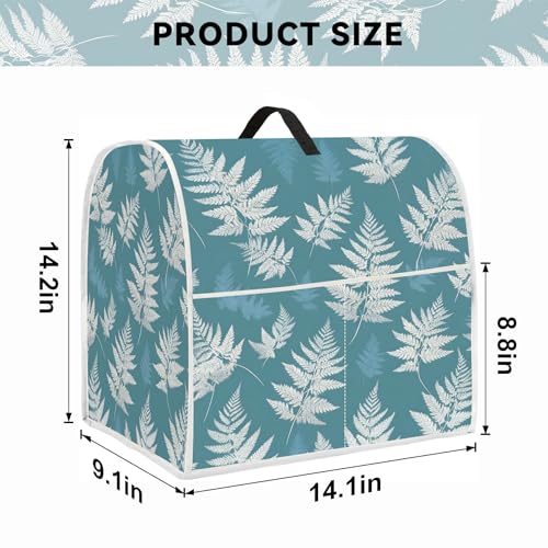 Image of 4.5 qt and All 5 qt Kitchen stand mixer Dust Cover, Kitchen Appliance Protective Covers with Top Handle and Pocket, Blue leaves