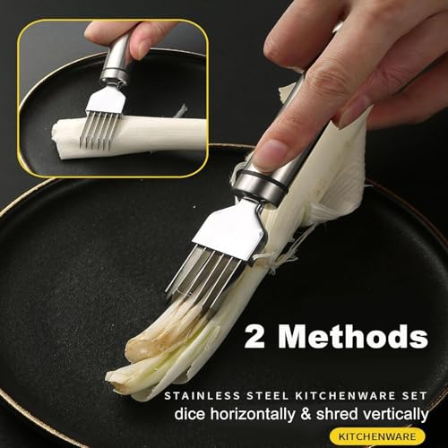 Image of Vegetable Grater Slicer Kitchen Stainless Steel 7 Sharp Blades - Green Onion Cutter, Garlic, Scallion Slicer, Fruit Vegetable Grater & Shredder, Multi-Purpose Kitchen Tool 1 pcs