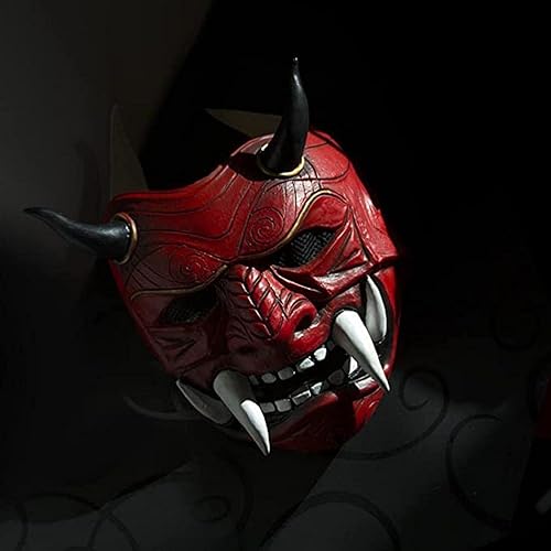 Miniatura 3 de Máscara de demonio japonés malvado Kabuki Hannya, máscara de demonio Oni Samurai Kabuki, Prajna Devil, máscara facial de demonio japonés Prajna