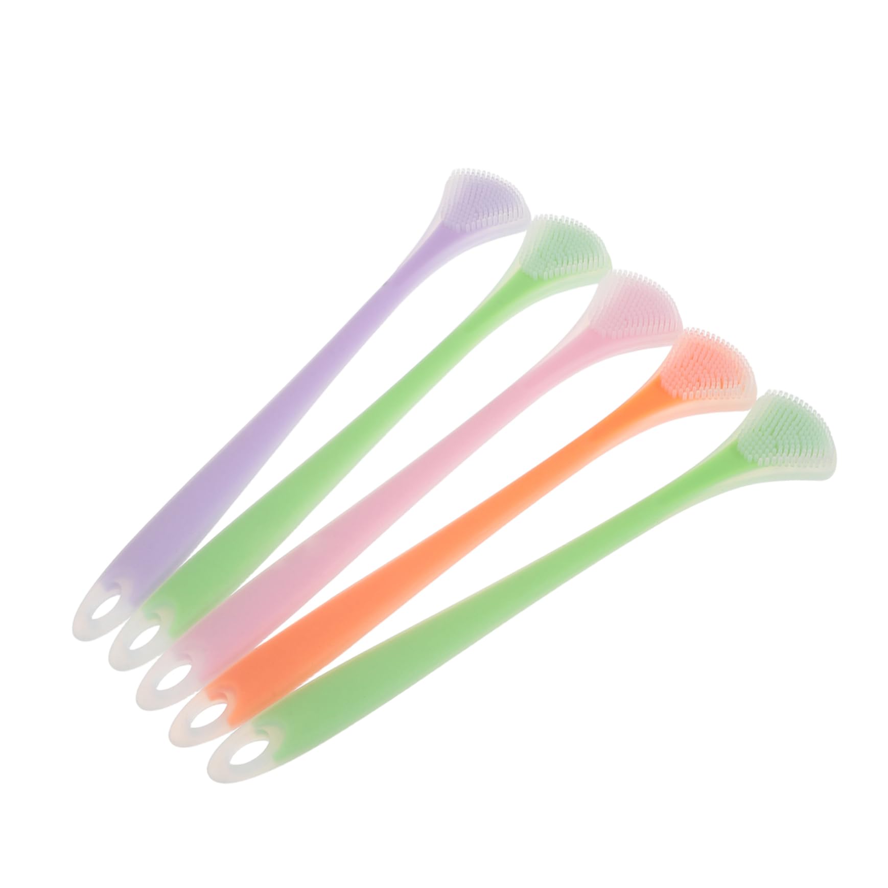 Gogogmee 5Pcs Silicone Tongue Scraper Dual Head Design for Adults Oral Care Tool Lightweight Portable for Travel Home Use Easy to Clean Reusable