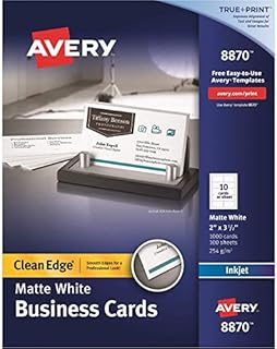 Printable Business Cards, Inkjet Printers, 1,000 Cards, 2 x 3.5, Clean Edge, Heavyweight, White