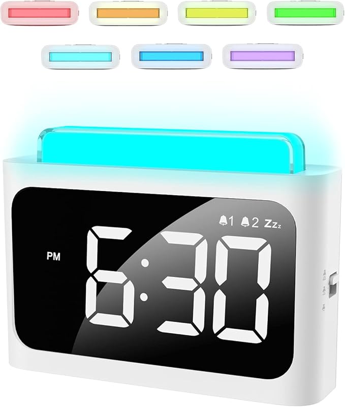 NOKLEAD Digital Alarm Clock for Bedroom Large 4.8" LED Display Clock