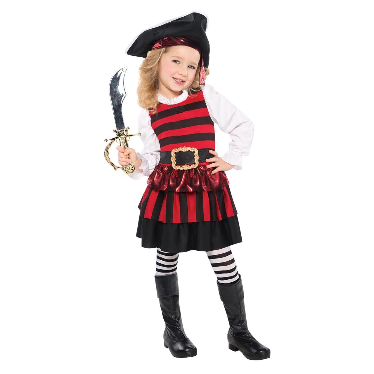 Girls Little Caribbean Pirate Lass Fancy Dress Book Week Costume (Age 4-6 years)