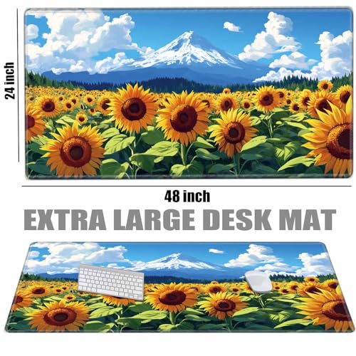 Image of Large Mouse Pad 48x24 Desk Matt for Desktop Gaming Mousepad Sunflower Computer Mat 4XL Huge Desk Pad Oversized Giant Mouse Mat for Girl Women Office Work