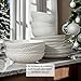 Artena Soup Bowls & Soup Spoons, 26 OZ Cereal Bowls & Cereal Spoons, White Ceramic Pho Bowl And Spoon Set for Ramen, Breakfast, Kitchen, Set Of 4, 6 inch Dishwasher & Microwave Safe