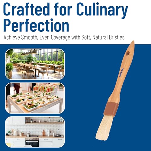 Image of SPARTA Kitchen Basting Brush - 4037200 Basting Brush for Cooking Flat Boar Bristle Brush, Hardwood Handle for Kitchens, Restaurants, Catering, High Heat Food Prep, 1in, Pack of 12