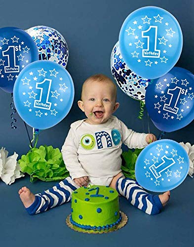 1st Boy Happy Birthday Confetti Balloons
