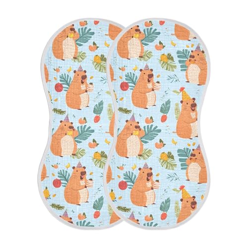 Capybara and Plants Baby Burp Cloths, Cotton Soft Absorbent Burp Cloth, Baby Bib Cloths Spit Up Rags for Newborn Boys Girls, 1 Pack, 22”x11”2