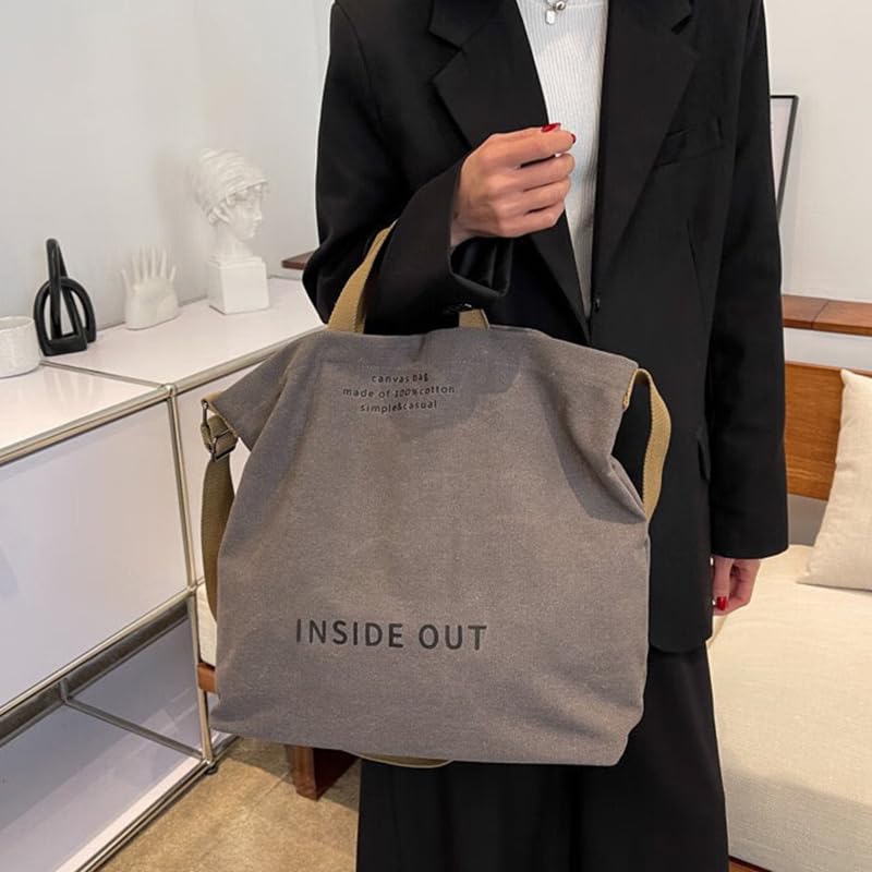 Canvas Large Capacity Tote Bag for Women, Summer Crossbody Bags with Zip Closur, Shoulder Bag with Adjustable Strap4