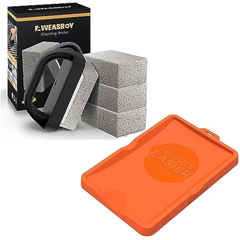 AWEASROY Grill Cleaning Stones with Silicone Spatula Mat Cover
