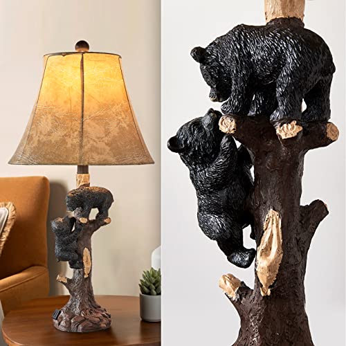 Lokhom Climbing Bears Rustic Western Table Lamp Set Of 2, 26" Rustic Bedside Lamp With Usb & Typec Charging Port, Natural Bears Table Lamp For Bedroom Living Room Foyer Office Mother's Day Lamp Gift #TOP2