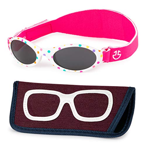 Image of Baby Sunglasses 0-6, 6-12 month - Age 3 Years | Infant, Toddler Girl & Boy Sun Glasses with Adjustable Strap, Baby Beach Gear | UV 400 Protection | Soft Rubber Frame Sunshades with Case (white)
