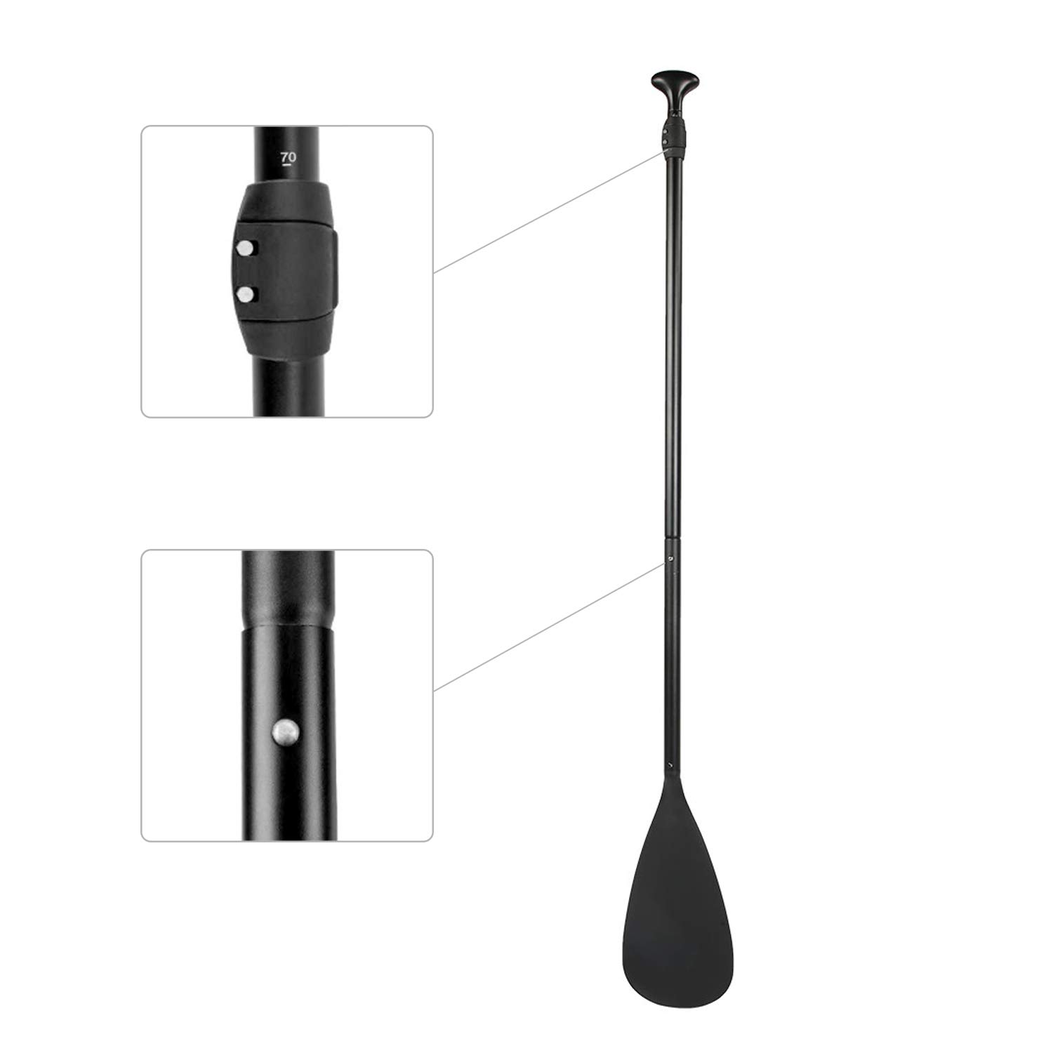 Tbest Pagaia telescopica per pagaia in Alluminio Removibile Pagaia Removibile Stand up Paddle per Kayak da Surf, Nero