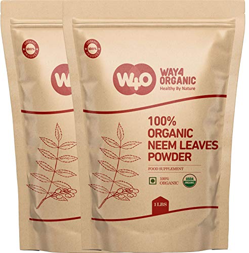 Neem Powder Organic 16 Oz(Pack of 2), Food Grade Tender Leaf Powder Good to Make Tea, Toothpaste, Tooth Powder, Eating, Also Suitable for Skin, face, Teeth and Hair Growth - Way4Organic