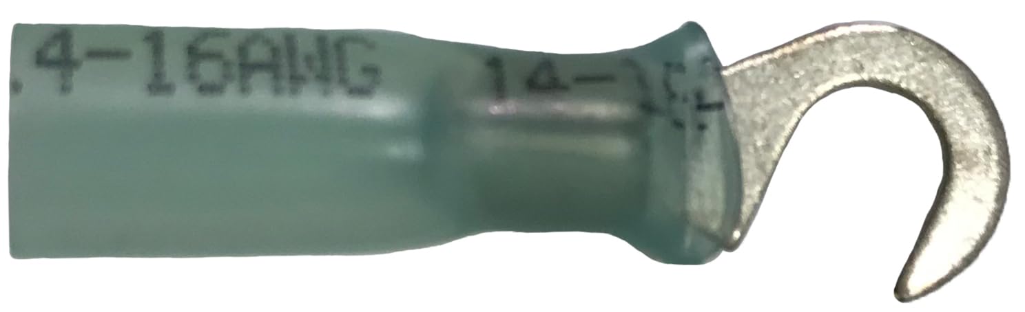 Sherco-Auto Heat Shrink & Crimp Blue Hook Terminal 16-14 Gauge #8 Stud - 10 Pack - Made in USA