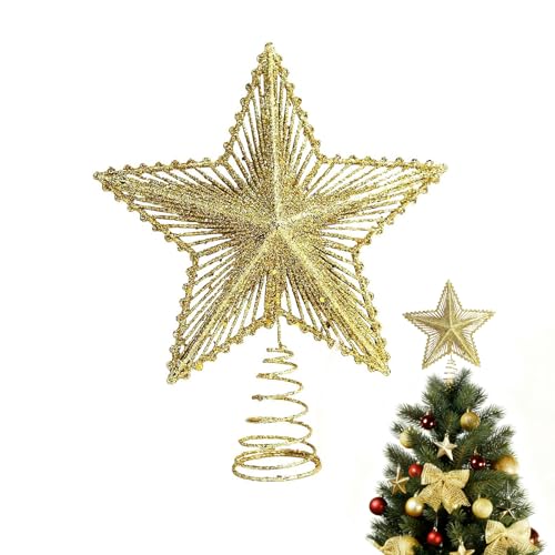 1 st christbaumspitze Stern, 20cm weihnachtsbaumspitze Gold Glitzer...