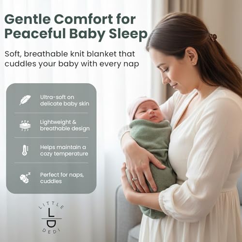 Image of Hypoallergenic Baby Blanket - 30x40 Inches Green, Oeko-TEX Certified, Thermal-Regulating, Soft Knit for Girls & Boys - Swaddle or Toddler Blanket, Dua