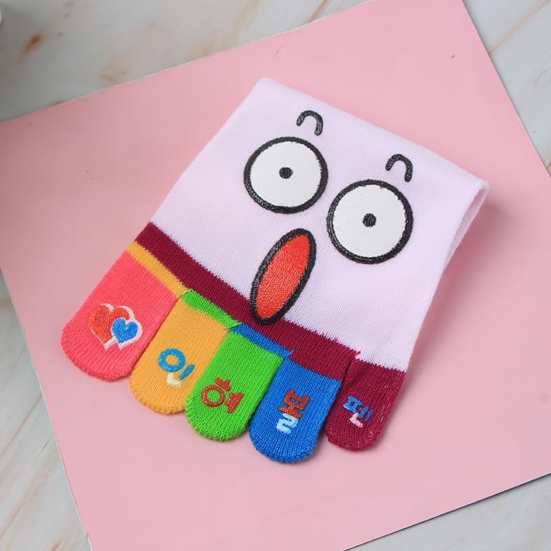 Image of 5Pcs Cute Fall Winter Stockings Women's Socks Hosiery Expression Pattern Graphic Toe Socks