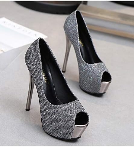 CHNVGGX Zapatos De Tacón Otoño Nueva Plataforma Impermeable Súper Tacón  Alto Boca De Pescado Zapatos Solos Polvo Dorado Discoteca Brillante Que  Data 39 Gris 12 Cm : Amazon.es: Zapatos y complementos