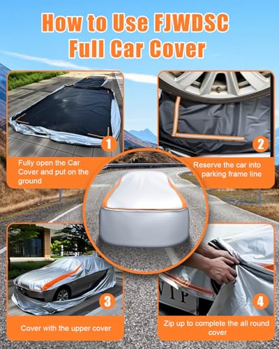 Image of Sliver Full Enclosed Larger SUV Car Cover Universal Fit Tahoe /Traverse,Sienna,BMW X7 /XM,Audi Q6 /Q7,GLS /EQS,Yukon,Lexus LX /TX,GL8,Odyssey,Ford Flex,Durango,Infiniti QX60 /80,EM90,Pacifica