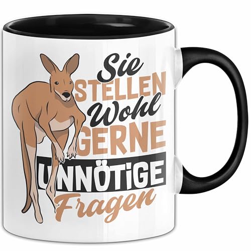 Tasse mit Spruch Kundensupport Sie Stellen Wohl Gerne Unnötige Fragen Känguru (Schwarz)