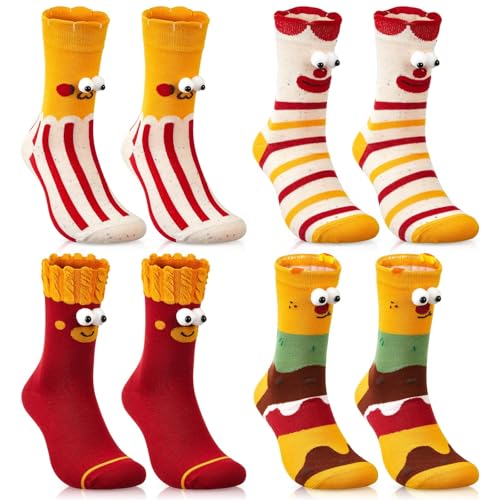 3D Eye Socks Novelty Crazy Silly Stockings with 3D Print Design Fun Halloween Christmas and Birthday Gifts for Men and Women Comfortable Stretchable Socks for Costumes and Daily Wear 4 Pairs