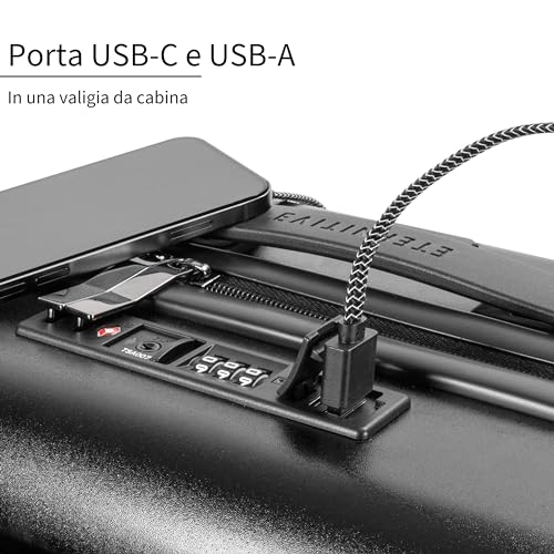 ETERNITIVE - Set di 2 Valigie - Piccola e Grande I Valigie da Viaggio in Policarbonato & ABS I Dimensioni: 54 & 74 cm I Set di Valigie con Lucchetto TSA I Ruote a 360° I Valigie Durevole I Nero - 5