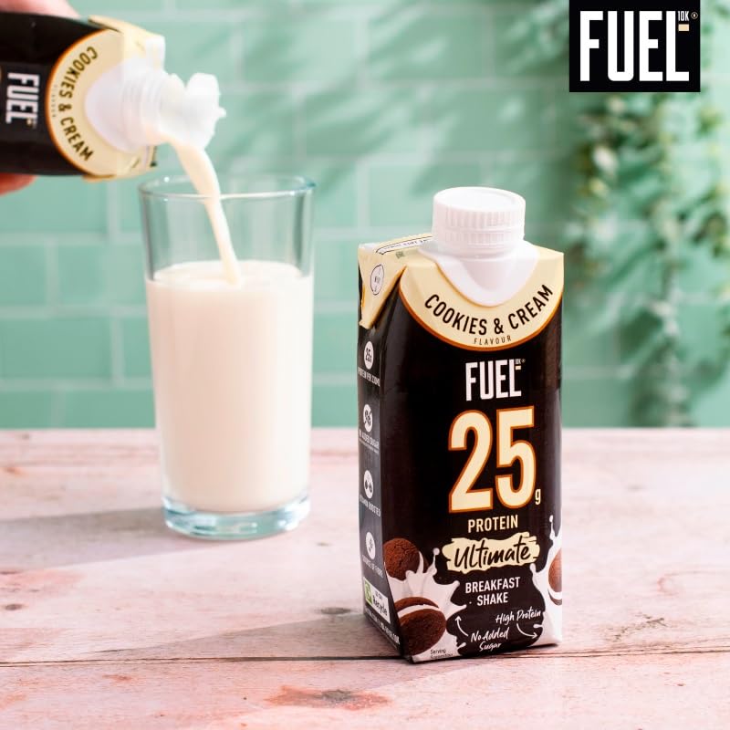 FUEL10K Cookies & Cream 25g High Protein Breakfast Shake Drink, 330 ml (Pack of 8) - Image 4