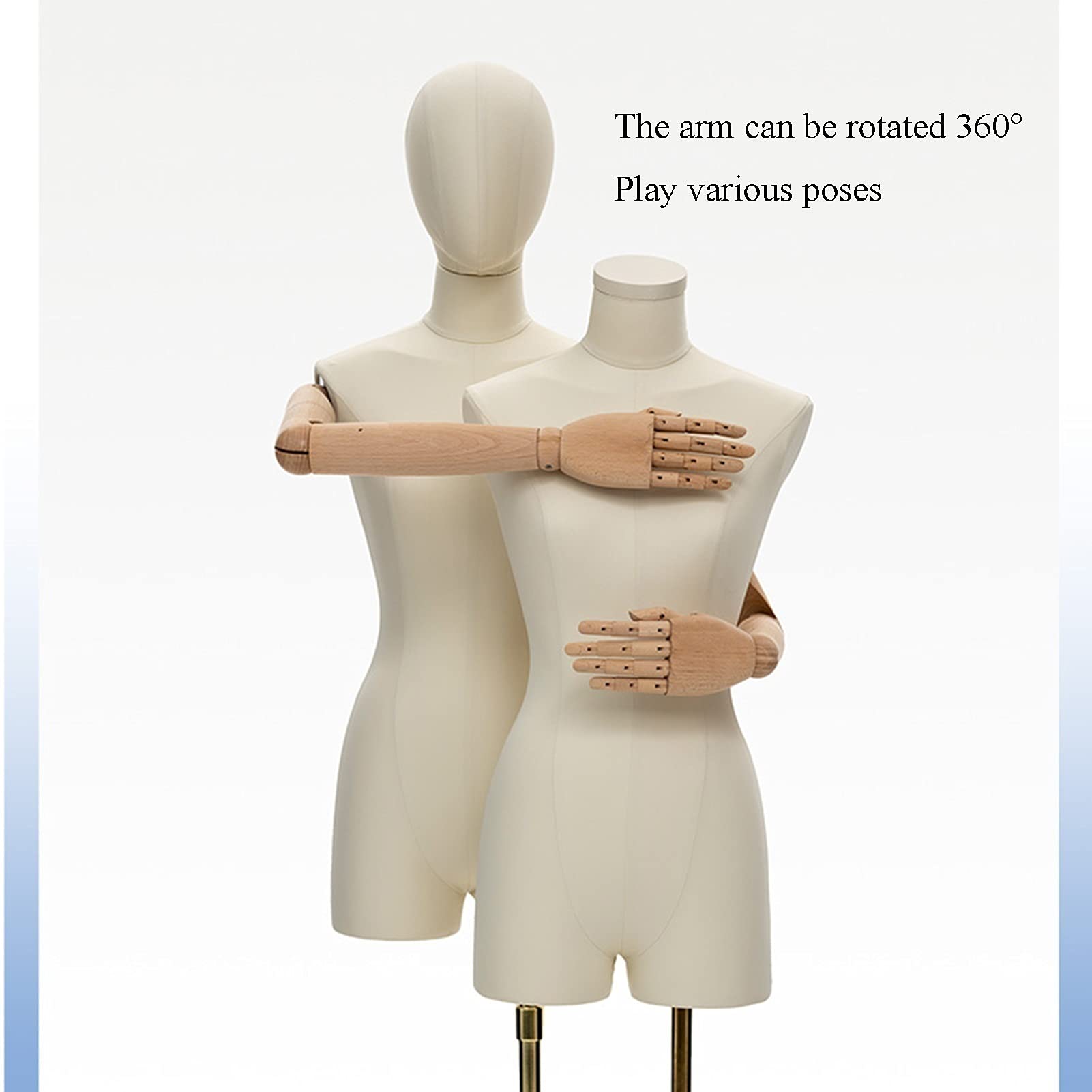 OTQEFTN Female Mannequin Torso Dress Form, Height Adjustable Half Body Woman Manikin, Move Shop Window Clothing Display Shelf, Metal Base, 4 Models