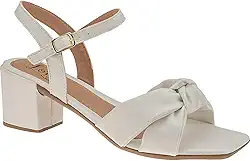 Sandália Feminina Salto Baixo Grosso com Tira em Nó Conforto Nobuck 102