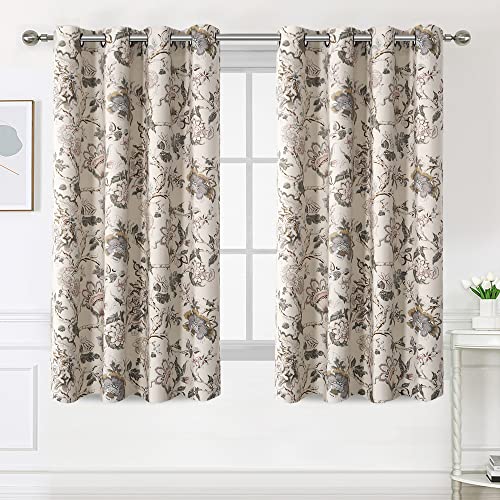 H.versailtex Blackout Curtains 63 Inch Length 2 Panels Set Floral Print Curtain Drapes For Living Room Thermal Insulated Grommet Window Curtains For Bedroom - Traditional Floral In Sage And Brown #TOP1