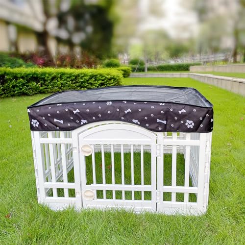 Image of Dog Playpen Mesh Top Cover for 36 inch Inch Pet Playpen with 4 Panels, Dog Crate Cover Pet Tent Puppy Play Pen Cover, Ideal for Indoor /Outdoor Use. Note: Playpen Not Included (Black)