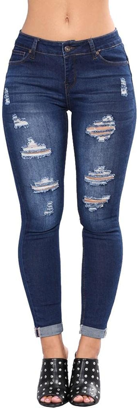 Amazon スキニーパンツ レディース デニムパンツ ストレッチ ダメージ ジーンズ ストリート ジーンズ スキニーパンツ スキニー レディース デニム ストレッチ 大きいサイズ ロング丈 スリム 着痩せ 美脚 ジーンズ ジーンズ 通販