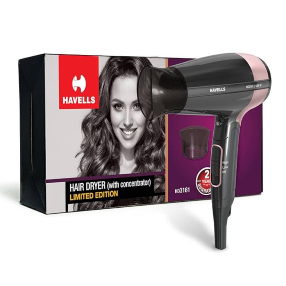 1200W Foldable Hair Dryer; 3 Heat Settings With Cool Shot (Hot/Cool/Warm),Heat Balance Technology|Cool Black|Your Perfect Blow Dry Companion For Effortless Hair Styling|Hd3161-1200 Watts