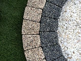 Garden Granite Circle Tree Surround Grass Border Paving Slab Stone Concrete Water Feature (CREAM/DARK GREY, 280)