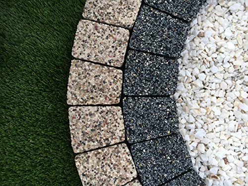 Garden Granite Circle Tree Surround Grass Border Paving Slab Stone Concrete Water Feature (CREAM/DARK GREY, 280)