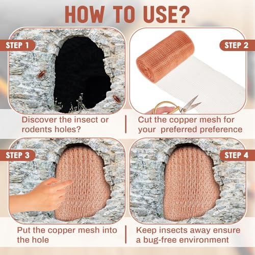 Image of Gisafai 12'' X 32 ft Copper Mesh Roll for Rodent Control, 1 Roll