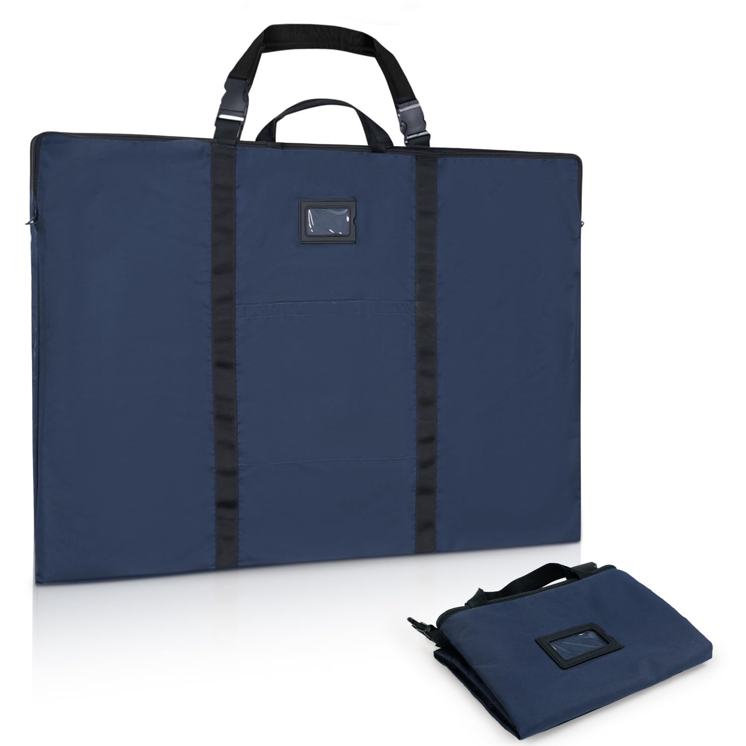Large Size Art Portfolio Bag with Nylon Shoulder, 24 x 36 inches Light Weight Poster Storage Bag Board Holder with Handle and Zipper for Poster, Sketching and Drawing (dark blue)